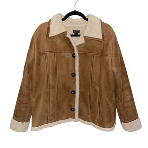 Vintage Alps Jacket Womens XL Faux Suede Sherpa Lined Western Outdoor Button